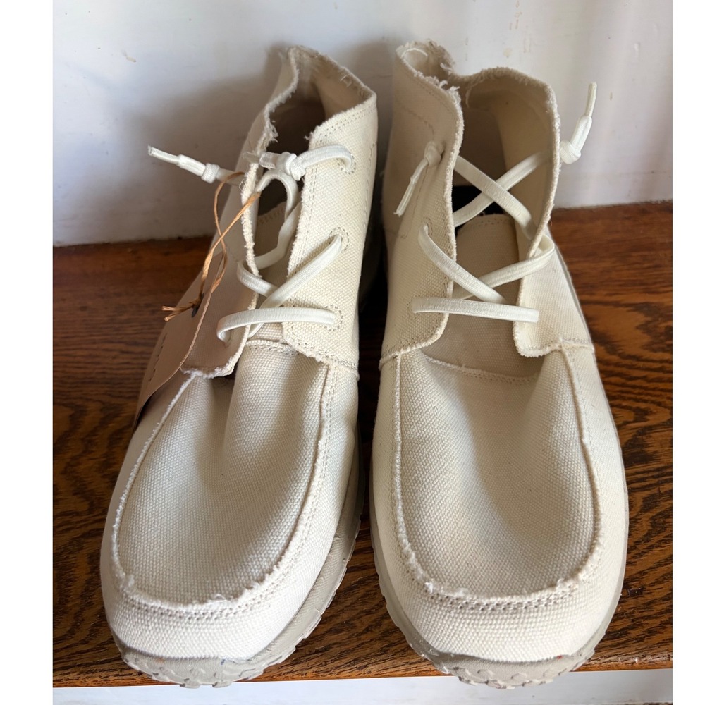 HOLO Footwear Athena Chukka Cream Canvas Boots Womens 12 HW511101 Eco-Friendly